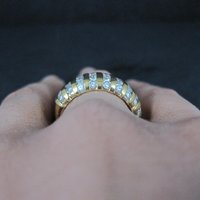 Vermeil Sterling Cz Dome Ring Size 8 Estate Jewelry