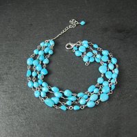 Sterling Silver 4 Strand Turquoise Bracelet