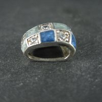 Sterling Silver Blue Enamel Diamonique Slider Pendant Ross Simons
