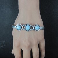Sterling Silver Larimar Cuff Bracelet 8.25" Large Wrist