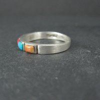 Southwestern Style Gemstone Band Ring Sterling Silver Size 9