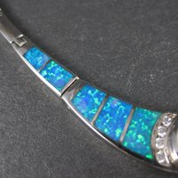 Estate Sterling Opal Inlay Amethyst Necklace