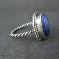 Simple Sterling Silver Lapis Lazuli Ring Size 6
