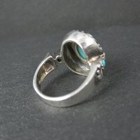 Estate Sterling Turquoise Ring Ornate Size 8 NK