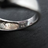 Estate Sterling Turquoise Ring Ornate Size 8 NK