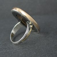 Large Oval Tigers Eye Ring Size 8 Sterling Silver