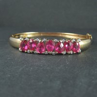 Rare Ross Simons Vermeil Sterling Pink Sapphire Bangle Bracelet