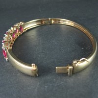 Rare Ross Simons Vermeil Sterling Pink Sapphire Bangle Bracelet