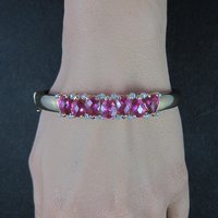 Rare Ross Simons Vermeil Sterling Pink Sapphire Bangle Bracelet