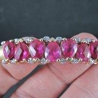 Rare Ross Simons Vermeil Sterling Pink Sapphire Bangle Bracelet