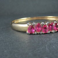 Rare Ross Simons Vermeil Sterling Pink Sapphire Bangle Bracelet