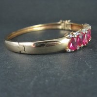 Rare Ross Simons Vermeil Sterling Pink Sapphire Bangle Bracelet