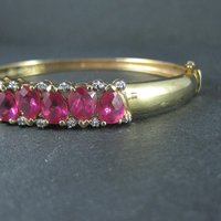 Rare Ross Simons Vermeil Sterling Pink Sapphire Bangle Bracelet