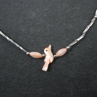 Estate Southwestern Sterling Bird Fetish Liquid Silver Necklace 30 Inches