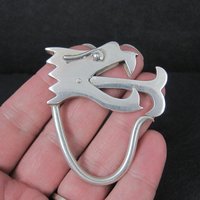Mexican Sterling Dragon Head Key Ring Keychain Taxco Silver