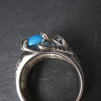 Estate Sterling Silver Turquoise Dragon Ring Size 7