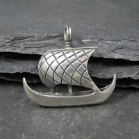 Vintage Sterling Silver Viking Ship Pendant