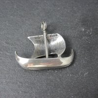 Vintage Sterling Silver Viking Ship Pendant