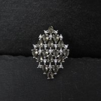 Estate Sterling Silver Smoky Cz Cocktail Ring Size 6