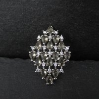 Estate Sterling Silver Smoky Cz Cocktail Ring Size 6