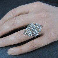 Estate Sterling Silver Smoky Cz Cocktail Ring Size 6