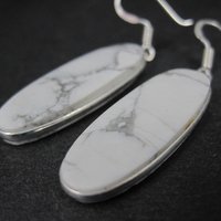 Simple Howlite Earrings Sterling Silver