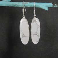 Simple Howlite Earrings Sterling Silver