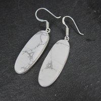 Simple Howlite Earrings Sterling Silver