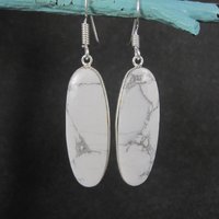 Simple Howlite Earrings Sterling Silver