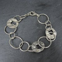 Vintage Hammered Circle Bracelet Sterling Silver 7.75"