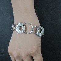 Vintage Hammered Circle Bracelet Sterling Silver 7.75"