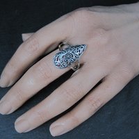 Sterling Silver Floral Filigree Dome Ring Size 8
