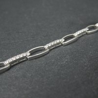 Sterling Silver Cz Link Bracelet 7-8 Inches