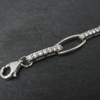 Sterling Silver Cz Link Bracelet 7-8 Inches