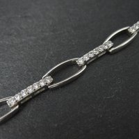 Sterling Silver Cz Link Bracelet 7-8 Inches