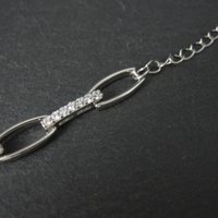 Sterling Silver Cz Link Bracelet 7-8 Inches