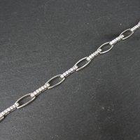 Sterling Silver Cz Link Bracelet 7-8 Inches
