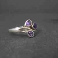 Sterling Silver Amethyst Ring Size 7 Estate Gemstone Jewelry