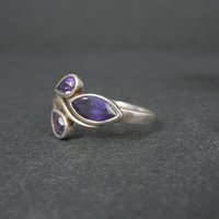 Sterling Silver Amethyst Ring Size 7 Estate Gemstone Jewelry