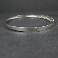 Sterling Silver Yellow Green Cz Bangle Bracelet 7 Inches