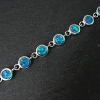 Dainty Sterling Silver Blue Opal Bracelet