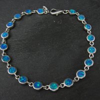 Dainty Sterling Silver Blue Opal Bracelet