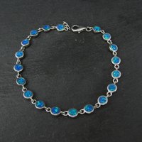 Dainty Sterling Silver Blue Opal Bracelet