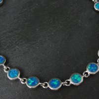 Dainty Sterling Silver Blue Opal Bracelet