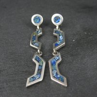 Vintage Mexican Sterling Sodalite Inlay Earrings