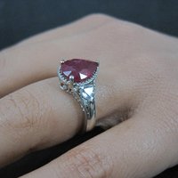 Ruby and White Topaz Ring Sterling Silver Size 5 Estate Jewelry