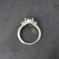 Sterling Silver Emerald and Goshenite Ring Size 6