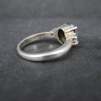 Sterling Silver Emerald and Goshenite Ring Size 6
