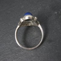 Sterling Silver Lapis Lazuli Marcasite Ring Size 8