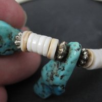 Southwestern Shell and Turquoise Necklace 19.5" Vintage Estate Jewelry